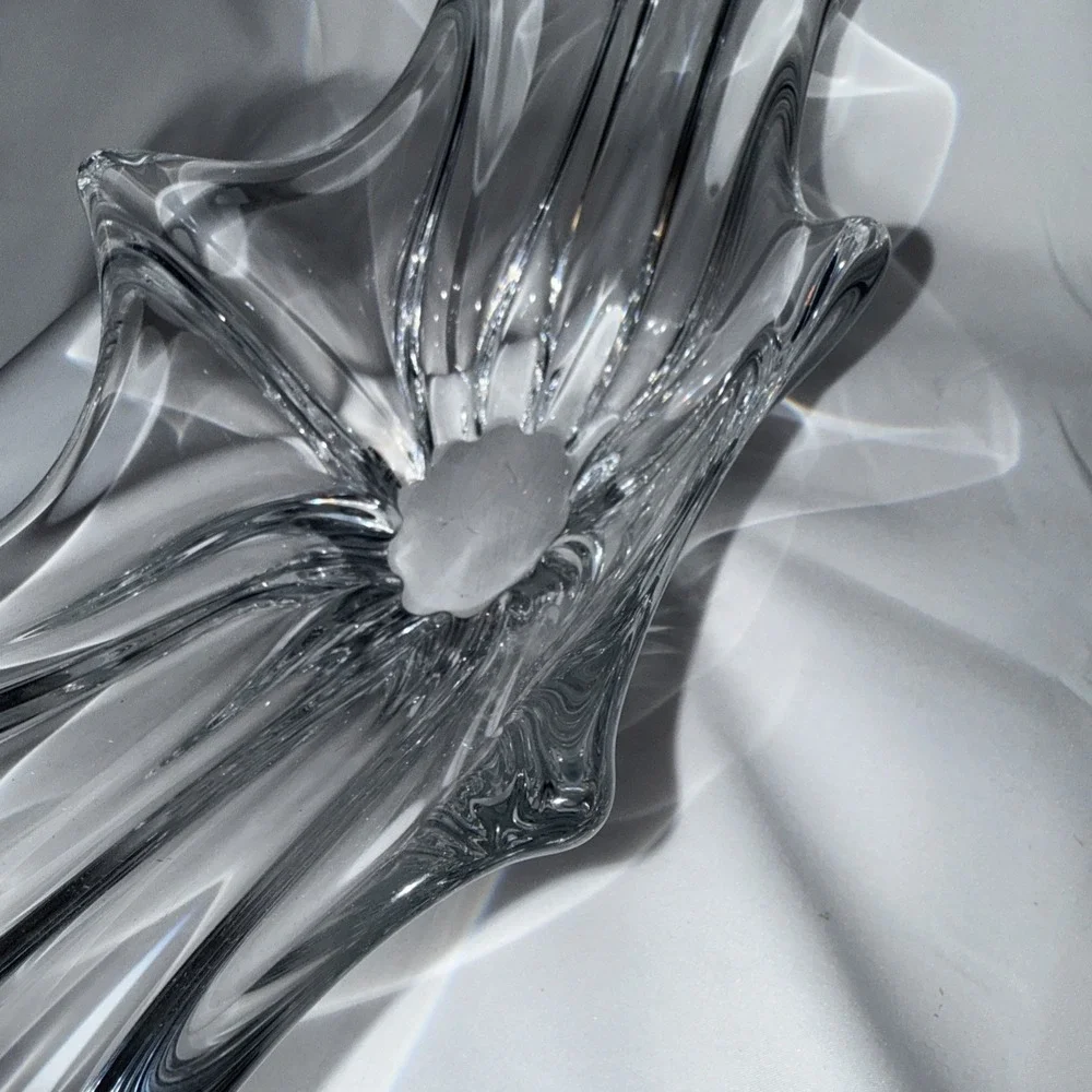 Daum France Sculptural Centerpiece Crystal Vase Signed